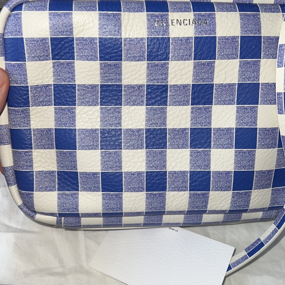 Balenciaga everyday camera bag in blue/purple checkered print - Picture 8 of 9